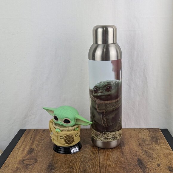 Funko Grogu Bobblehead + NEW Grogu Insulated Water Bottle Bundle — The Mandalori - Picture 1 of 5